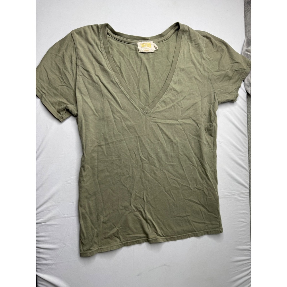 Nation LTD Los Angeles Olive Green V-Neck Short Sleeve T-Shirt Womens Small